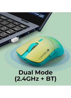 ZEBRONICS ZEBRONICS Newly Launched Marine Wireless Gaming Mouse with Rechargeable Battery, Multicolor LED Lights (Green)  - Image 2