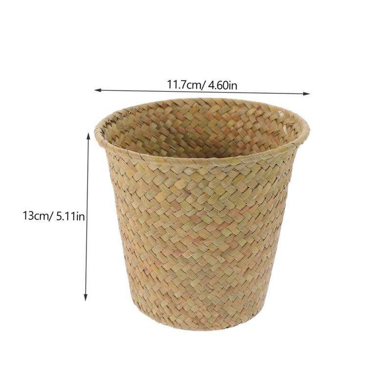 Hand Woven Rattan Flower Basket Planter Boho Decor Nursery Storage 2 Pack Brown - Image 3