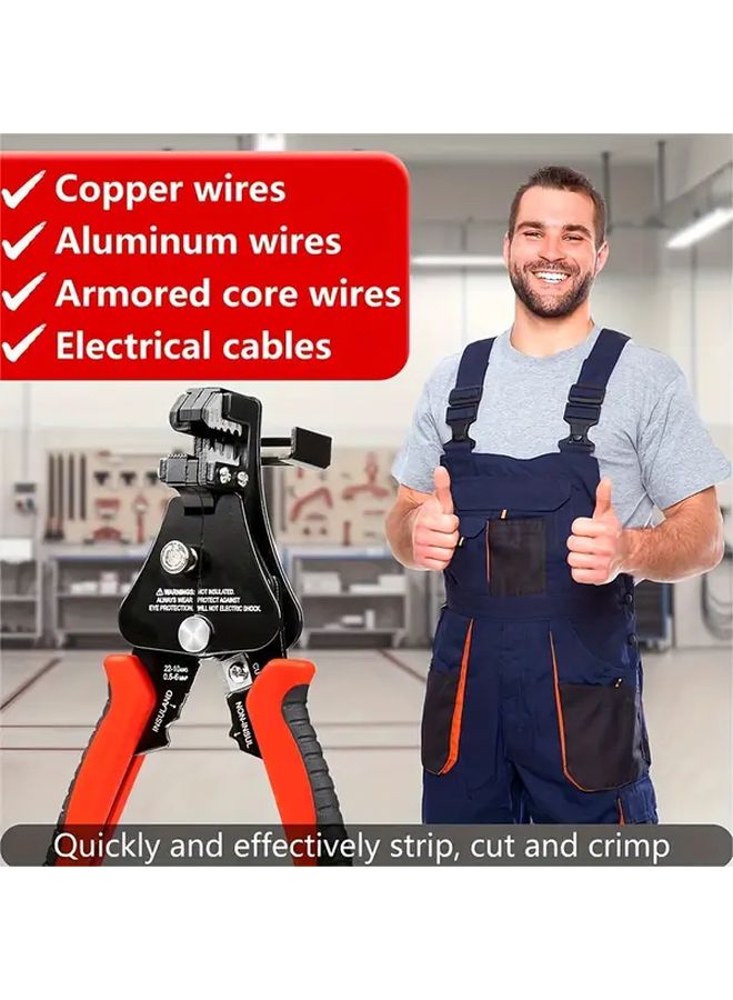 Automatic Wire Stripper 3 In 1 High Carbon Steel Dual Color Handle Crimping Cutting Tool - Image 4