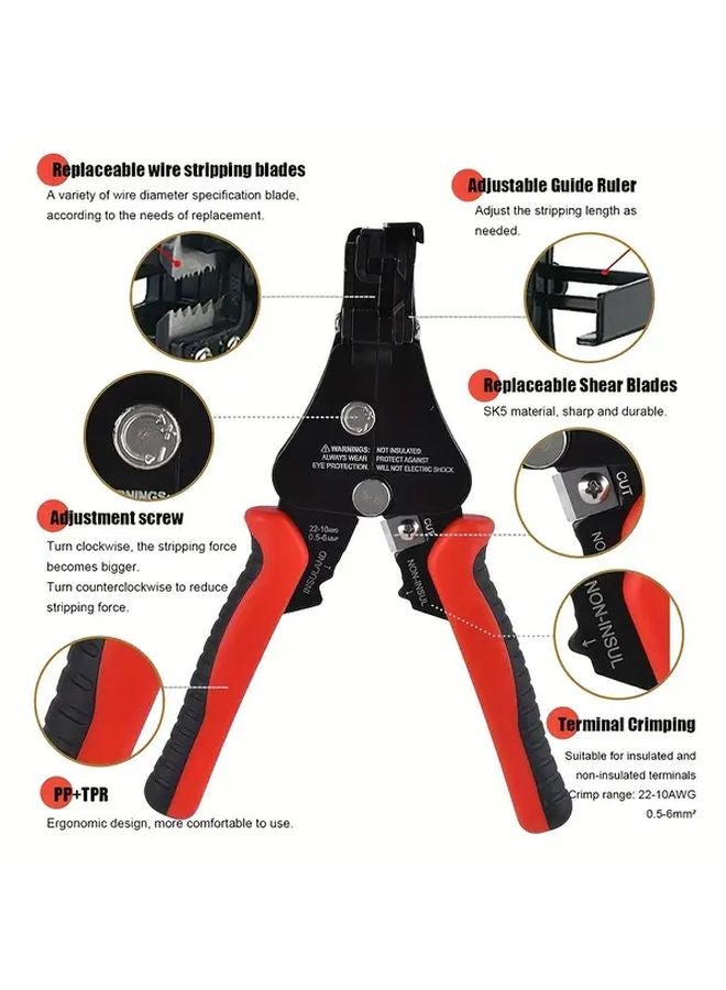 Automatic Wire Stripper 3 In 1 High Carbon Steel Dual Color Handle Crimping Cutting Tool - Image 3
