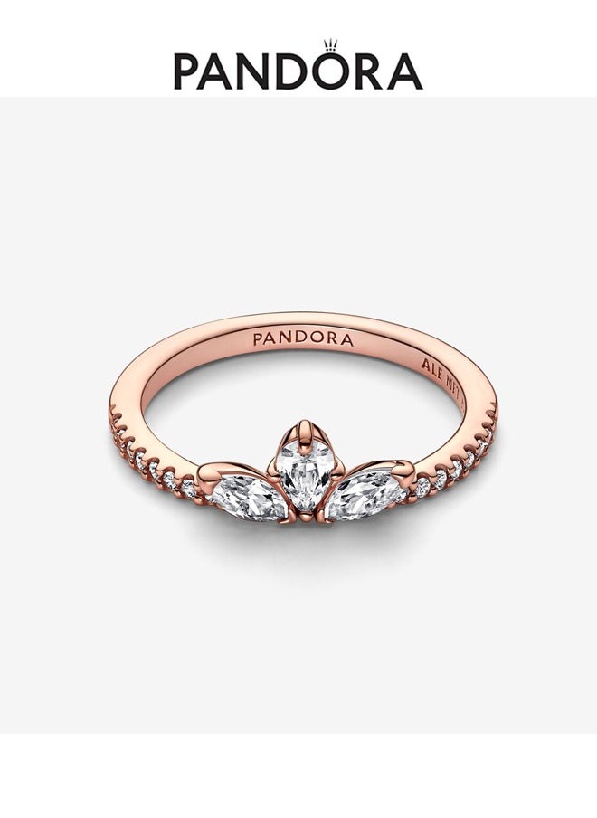 Pandora Violet - Pandora's new women's ring rose gold clover petal ring fashionable diamond (size: 54) - Image 1