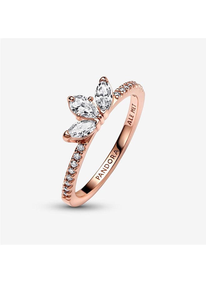 Pandora Violet - Pandora's new women's ring rose gold clover petal ring fashionable diamond (size: 54) - Image 1