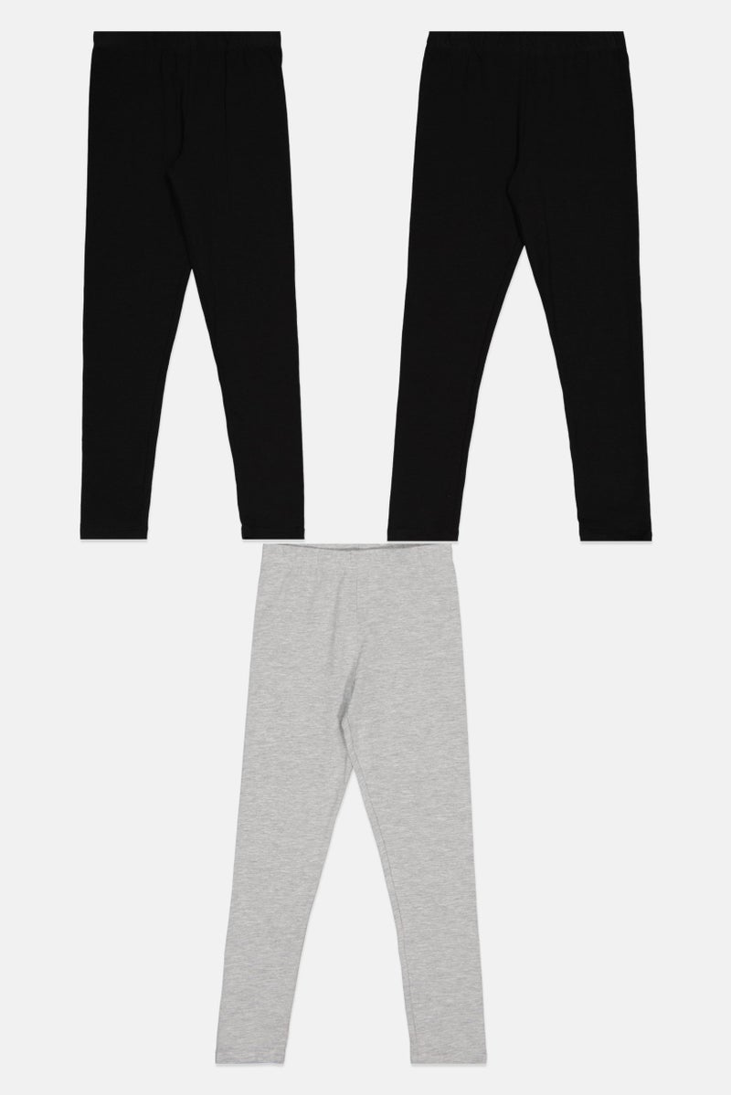 English Laundry Kids Girl 3 Pieces Plain Pull On Leggings, Multicolor  - Image 3