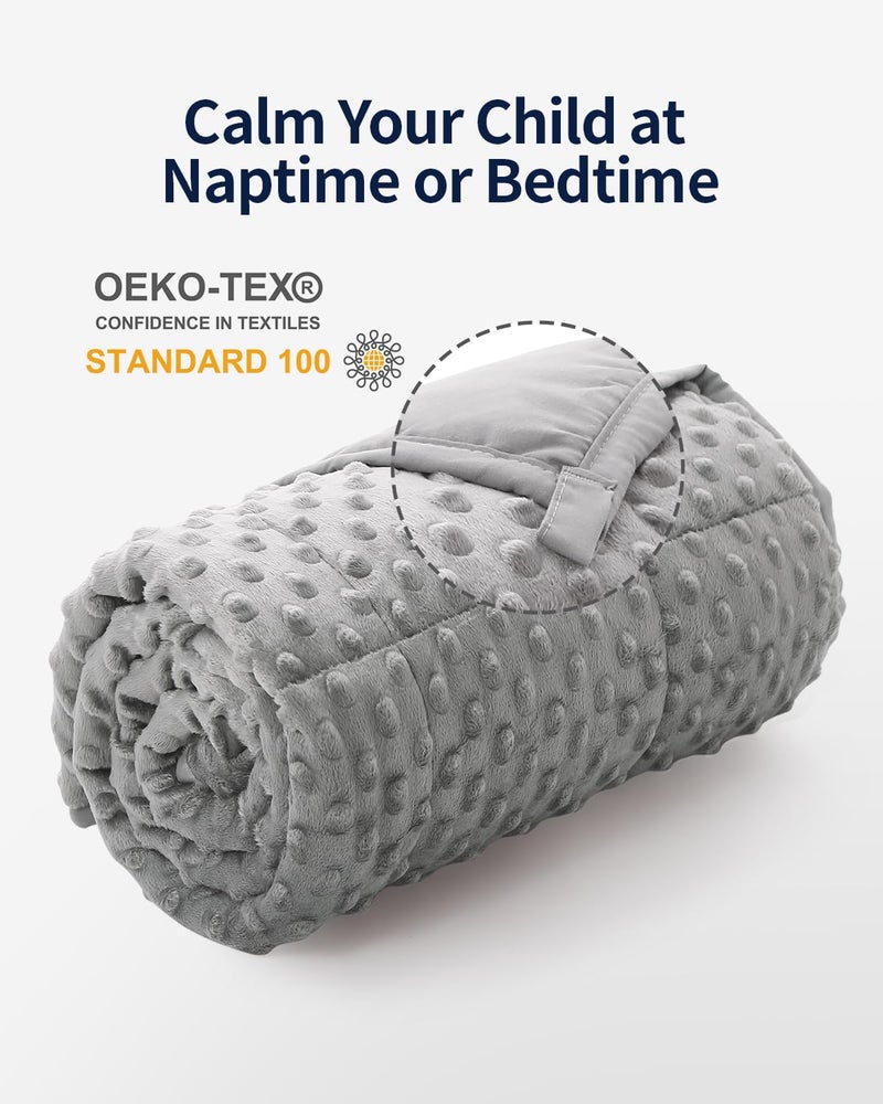 Mr. Sandman Weighted Blanket 7LBS 41 x 60 Inches, Minky Dots Heavy Blanket with Glass Beads, Soft and Cooling for School and Home, Grey - Image 2