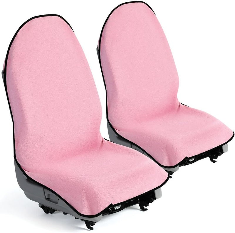lebogner Waterproof Sweat Towel Car Seat Cover for Post Gym Workout, Running, Swimming, Beach and Hiking, Universal Fit, 2 Pack (Pink) - Image 1