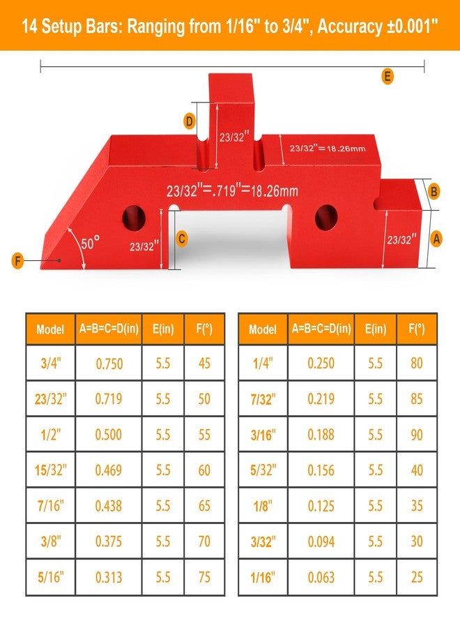 Comfylichi Table Setup Blocks for Woodworking, 14pcs Aluminum Alloy Precision Set up Bars, Precision Height, Depth, Angle & Fence Alignment Gauge Set - Router and Saw Accessories with Storage Case - Image 2