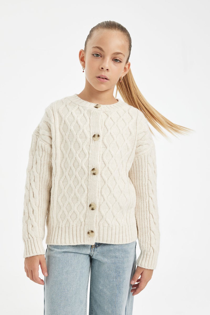 DeFacto Girl Standard Fit Crew Neck Cardigan - Image 3
