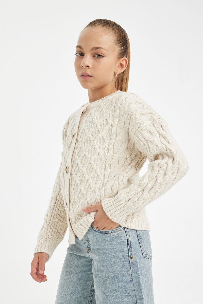 DeFacto Girl Standard Fit Crew Neck Cardigan - Image 5