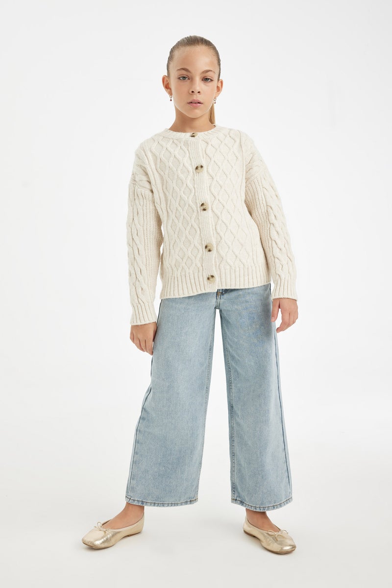 ديفاكتو كارديجان تريكو بناتي قصة عادية بأزرار - Image 2