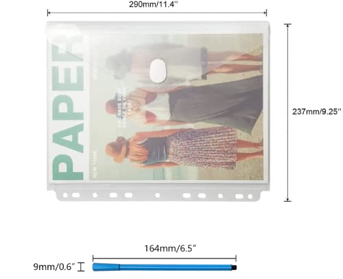 YoeeJob 11 Holes Clear Poly Envelope Binders Pocket Insert with Hook and Loop Closure Letter Size 10 Packs(Transparent) - Image 5