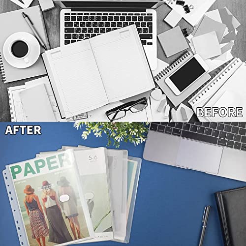 YoeeJob 11 Holes Clear Poly Envelope Binders Pocket Insert with Hook and Loop Closure Letter Size 10 Packs(Transparent) - Image 3