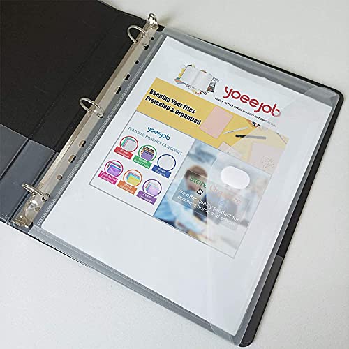 YoeeJob 11 Holes Clear Poly Envelope Binders Pocket Insert with Hook and Loop Closure Letter Size 10 Packs(Transparent) - Image 2