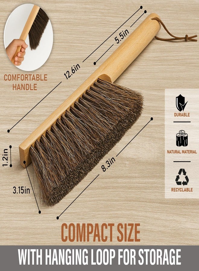 Takavu Multi-Purpose Counter Brush with Solid Wood Handle, Natural Horsehair Bristles for Gentle Dusting of Furniture, Drafting, Patio, Fireplace Cleaning, Shop Brush, Woodworking Tool & Accessories - Image 2