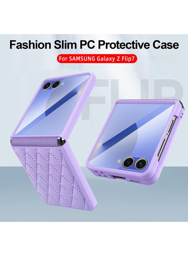 general Luxury Leather Case Compatible with Samsung Galaxy Z Flip 7,With Screen Protector,Lightweight Leather+PC Shockproof and Drop-proof Case - Image 2
