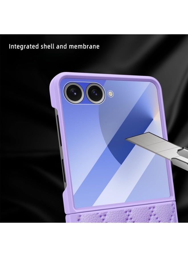 general Luxury Leather Case Compatible with Samsung Galaxy Z Flip 7,With Screen Protector,Lightweight Leather+PC Shockproof and Drop-proof Case - Image 3