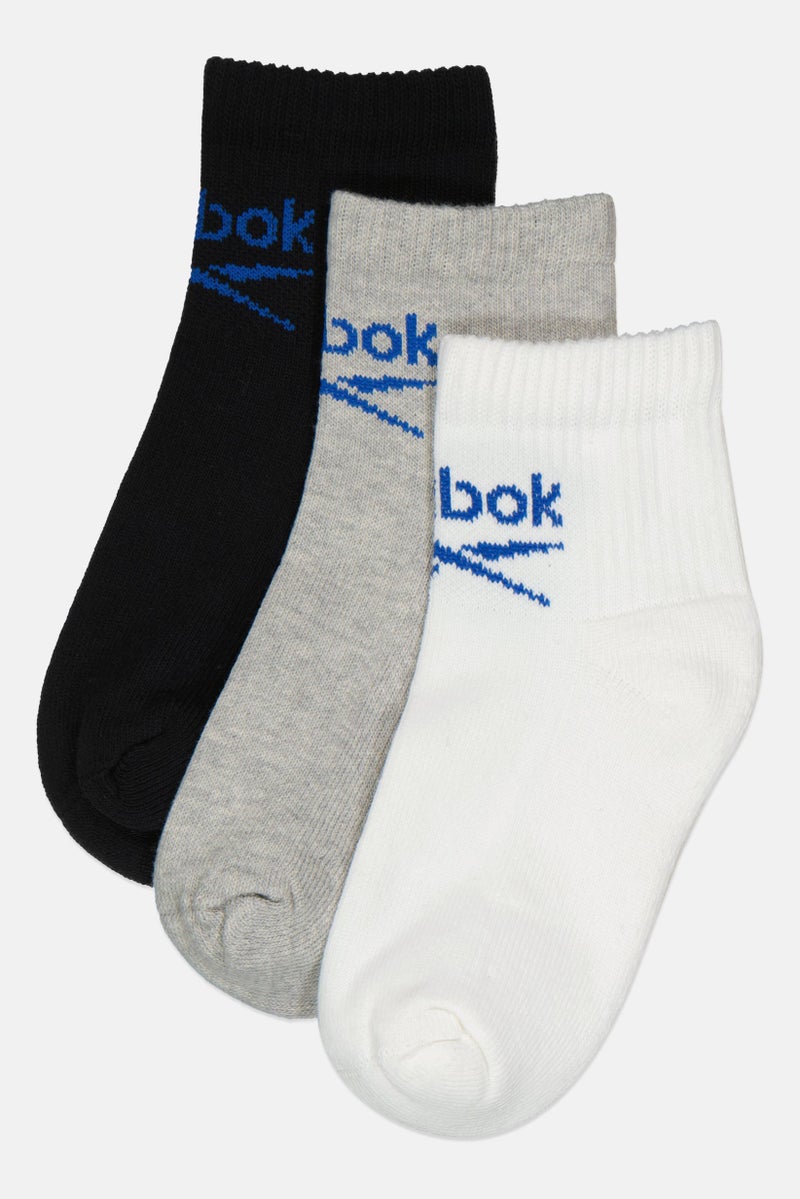 Reebok جوارب كاحل للرجال 3 أزواج بشعار العلامة التجارية، متعددة الألوان - Image 1