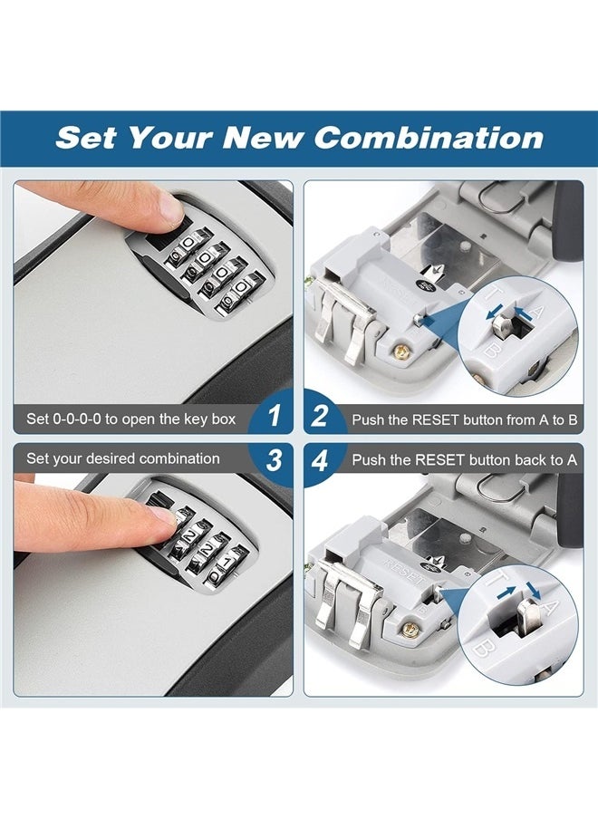 Key Lock Box, Combination Lock Box Wall Mounted Waterproof Key Storage Lock Box Waterproof Resettable Code House Security Lock Box