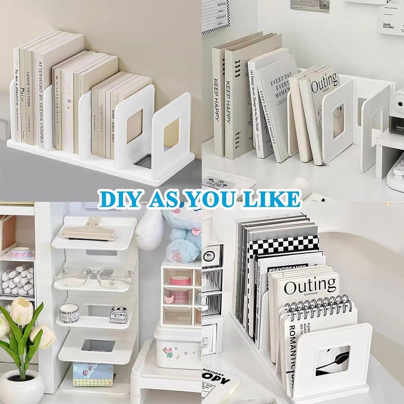 NowExp Foldable File Organizer Rack ABS Plastics | Foldable File Sorter Office Desk Accessories | Durable & Sturdy | Easy Assembly | Book Holder Magazine Stand | Perfect for Office, Home Accessories - White - Image 3