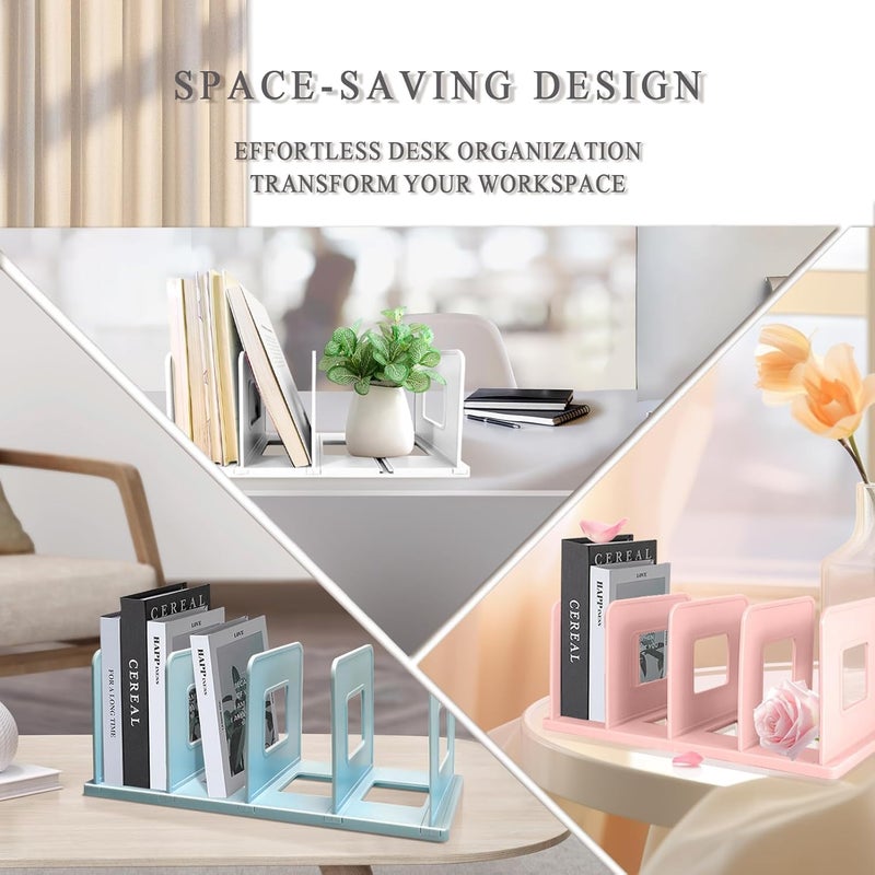 NowExp Foldable File Organizer Rack ABS Plastics | Foldable File Sorter Office Desk Accessories | Durable & Sturdy | Easy Assembly | Book Holder Magazine Stand | Perfect for Office, Home Accessories - White - Image 5