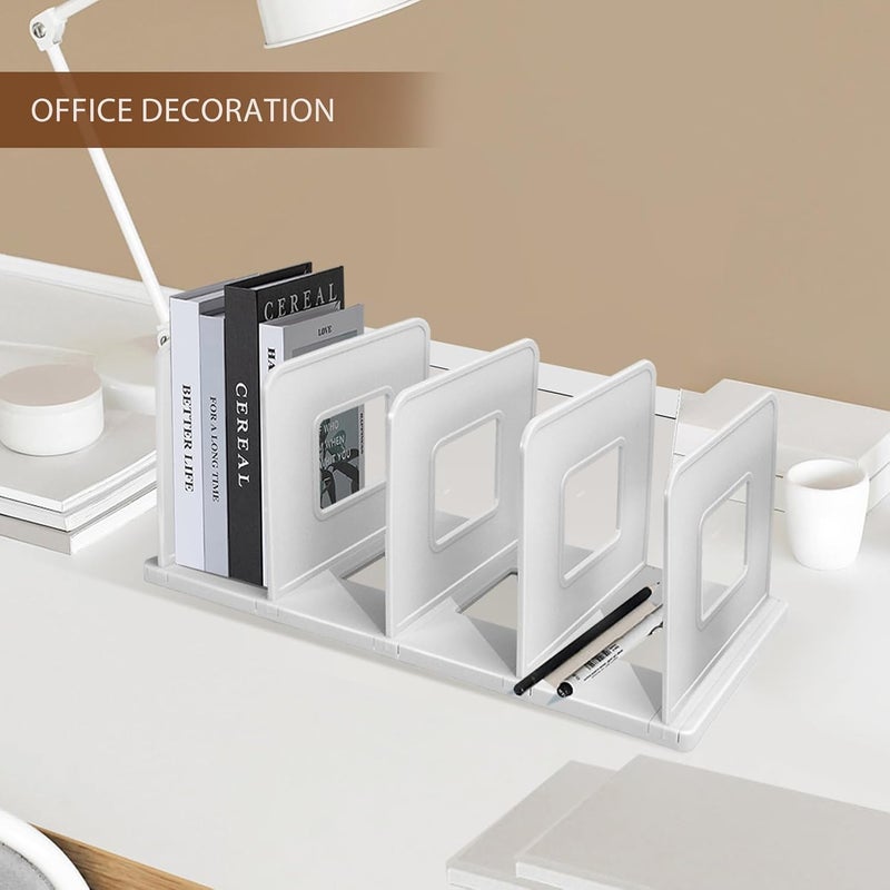 NowExp Foldable File Organizer Rack ABS Plastics | Foldable File Sorter Office Desk Accessories | Durable & Sturdy | Easy Assembly | Book Holder Magazine Stand | Perfect for Office, Home Accessories - White - Image 2