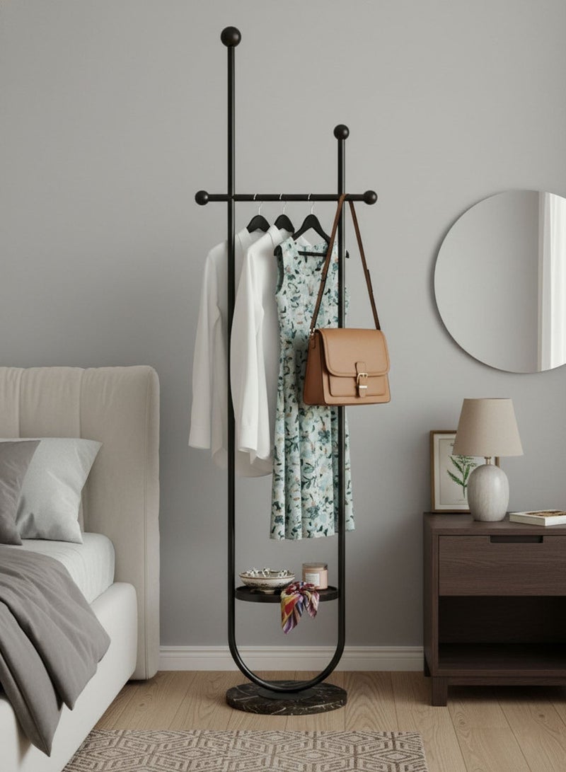CHOIWIN Coat Rack with Marble Base - Floor Standing Clothing Rack, Heavy Duty Garment Rack with Storage Shelf, Entryway Coat Hanger Stand for Bedroom Hallway 32*32*190CM - Image 1