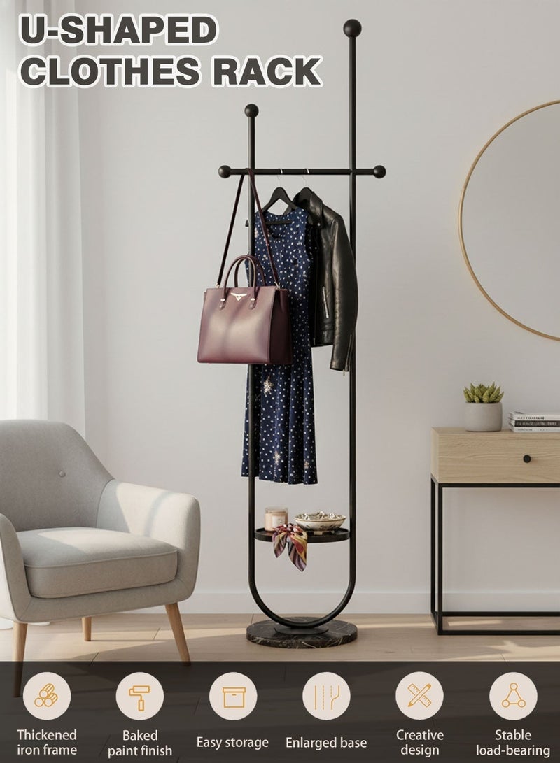 CHOIWIN Coat Rack with Marble Base - Floor Standing Clothing Rack, Heavy Duty Garment Rack with Storage Shelf, Entryway Coat Hanger Stand for Bedroom Hallway 32*32*190CM - Image 4