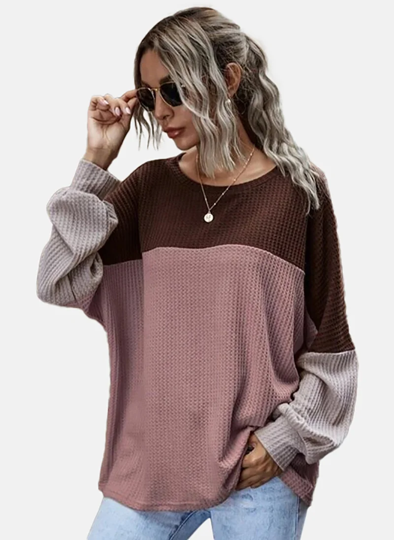 YUNIQEE Round Neck Colourblocked Casual Top