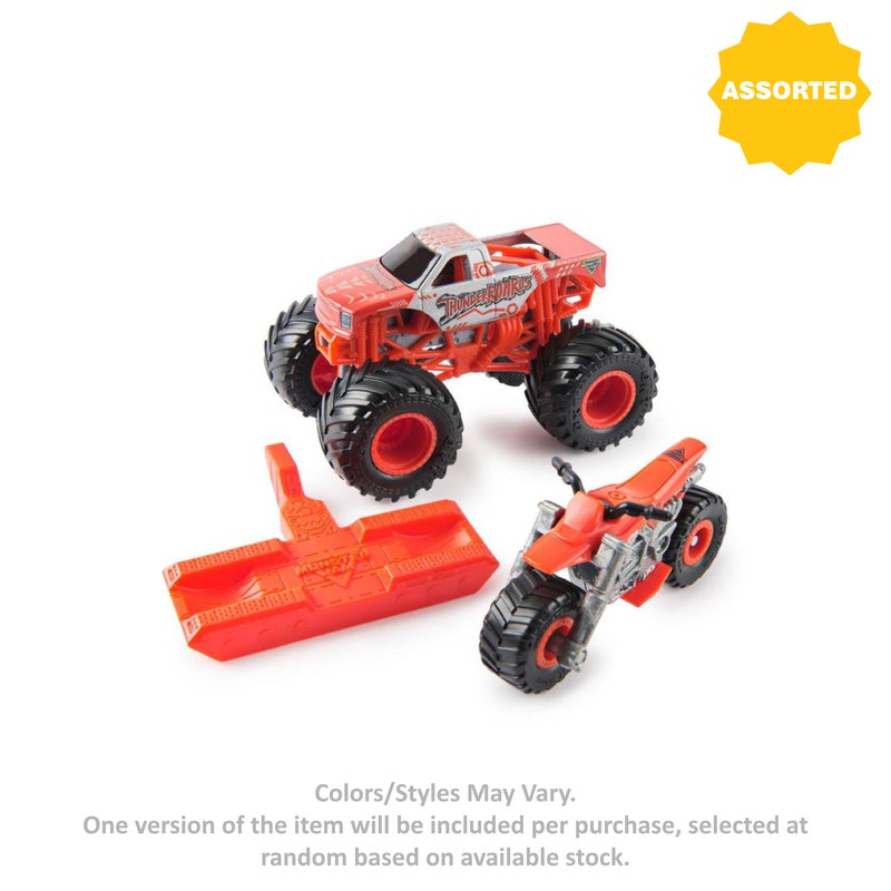 Monster Jam Supercross Bike & Monster Truck Vehicle 2-Pack (1:64, Assorted) - Image 2