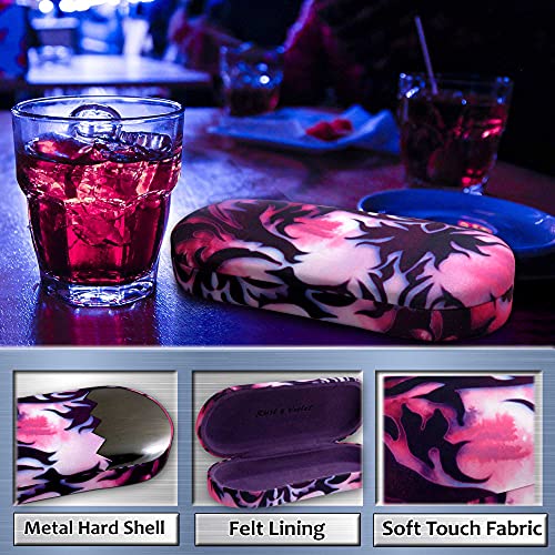 MyEyeglassCase Hard eyeglass case in Damask Paisley Microfiber Print | Glasses Case Hard Shell Holder with Microfiber Drawstring Pouch & Cleaning Cloth | Protective Small to Medium frames (AS166L Damask) - Image 3
