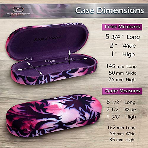 MyEyeglassCase Hard eyeglass case in Damask Paisley Microfiber Print | Glasses Case Hard Shell Holder with Microfiber Drawstring Pouch & Cleaning Cloth | Protective Small to Medium frames (AS166L Damask) - Image 4