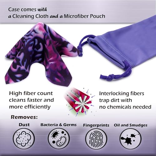 MyEyeglassCase Hard eyeglass case in Damask Paisley Microfiber Print | Glasses Case Hard Shell Holder with Microfiber Drawstring Pouch & Cleaning Cloth | Protective Small to Medium frames (AS166L Damask) - Image 5