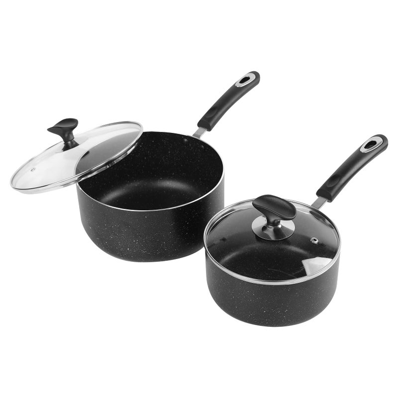 HooJay Nonstick Saucepan Set with Lid, Non Stick 2Qt & 3Qt Sauce Pan Set with Glass Lid Small Pot for Home Kitchen - Image 1