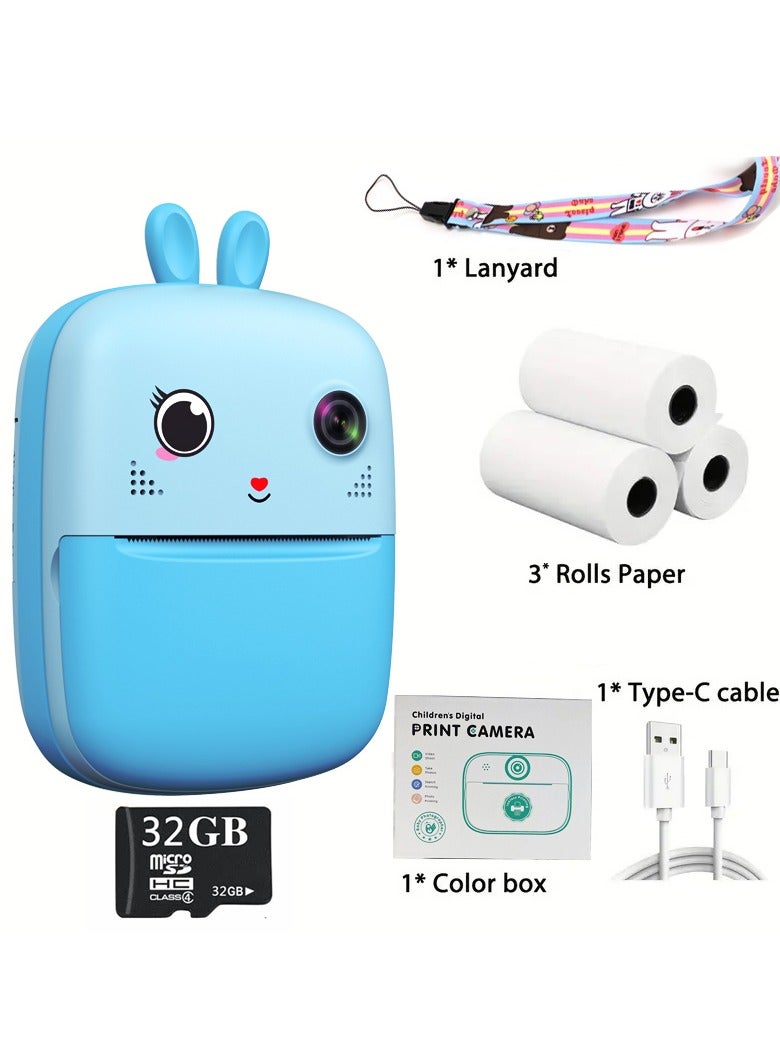 Kids Camera, 1080P Instant Printing Dual Camera, Photo Video, 2.4 Inch IPS LCD Screen, Built-in 1800mAh Battery, 32G TF Card, Birthday Festival Gift for Kids  - Image 1