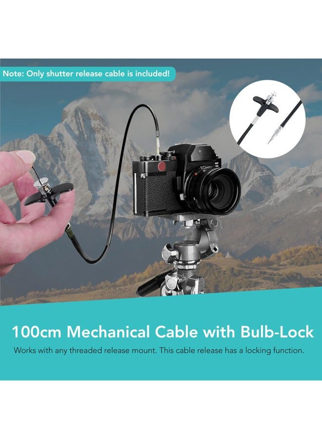 Foto&Tech 100cm Mechanical Shutter Release Cable with Bulb-Lock Compatible with Nikon Df/ F80/ F4/ FM2/ F3/ FE/ FM3a, Fujifilm X-E3/X-Pro2/X10/X100/X-PRO1/X-E1/DF-1, Leica M6/M8/AE-1,Minolta SRT-200 - Image 2