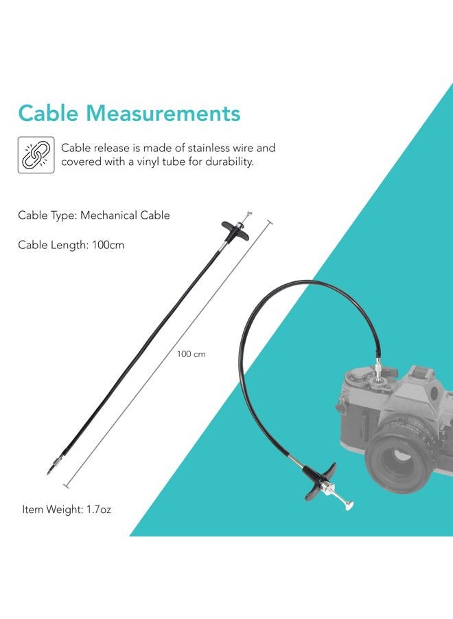 Foto&Tech 100cm Mechanical Shutter Release Cable with Bulb-Lock Compatible with Nikon Df/ F80/ F4/ FM2/ F3/ FE/ FM3a, Fujifilm X-E3/X-Pro2/X10/X100/X-PRO1/X-E1/DF-1, Leica M6/M8/AE-1,Minolta SRT-200 - Image 3