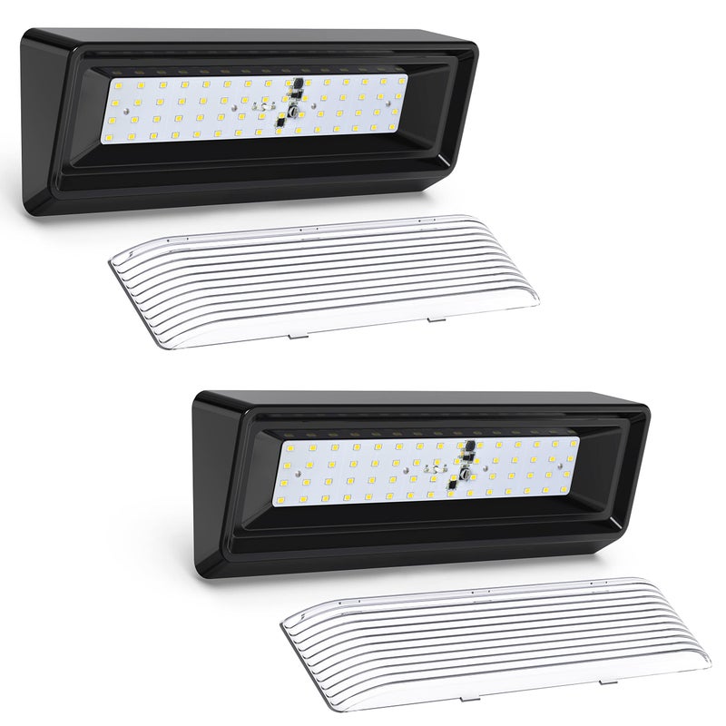 Leisure LED 2X RV Exterior Porch Utility Light XL 12v 650 Lumen Lighting Fixture Replacement Lighting for RVs Trailers Campers 5th Wheels Black Base Clear Lens Black 2Pack