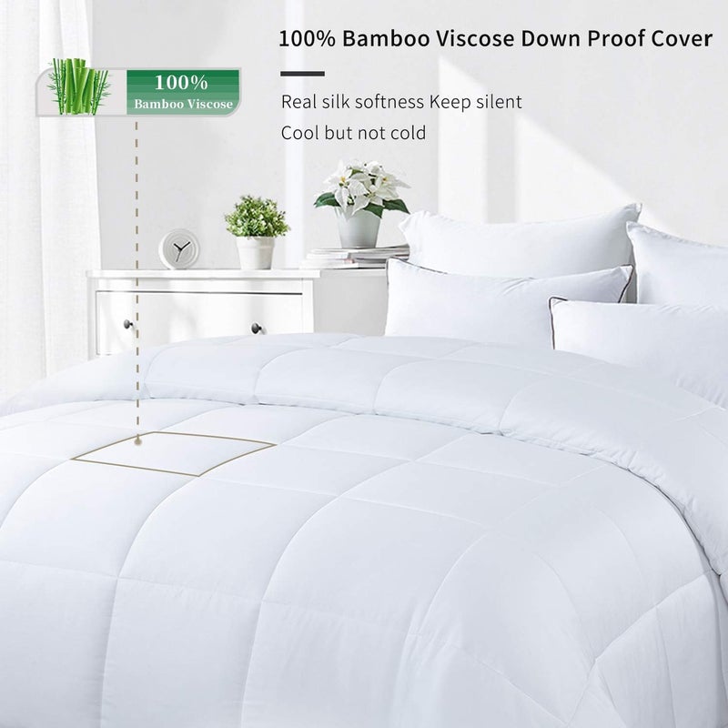 HOMBYS Lightweight Cooling Comforter,100% Viscose Made from Bamboo Cal King Size Comforter Down Alternative Duvet Insert 8 Corner Tabs, All Season Soft Comforter for Hot Sleepers - Image 4