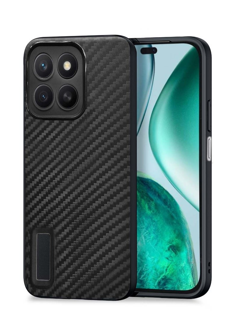 دبليو تيك Honor X8c 4G 2025 غطاء هيكل نسيج من ألياف الكربون السيليكون السائل - أسود - Image 1