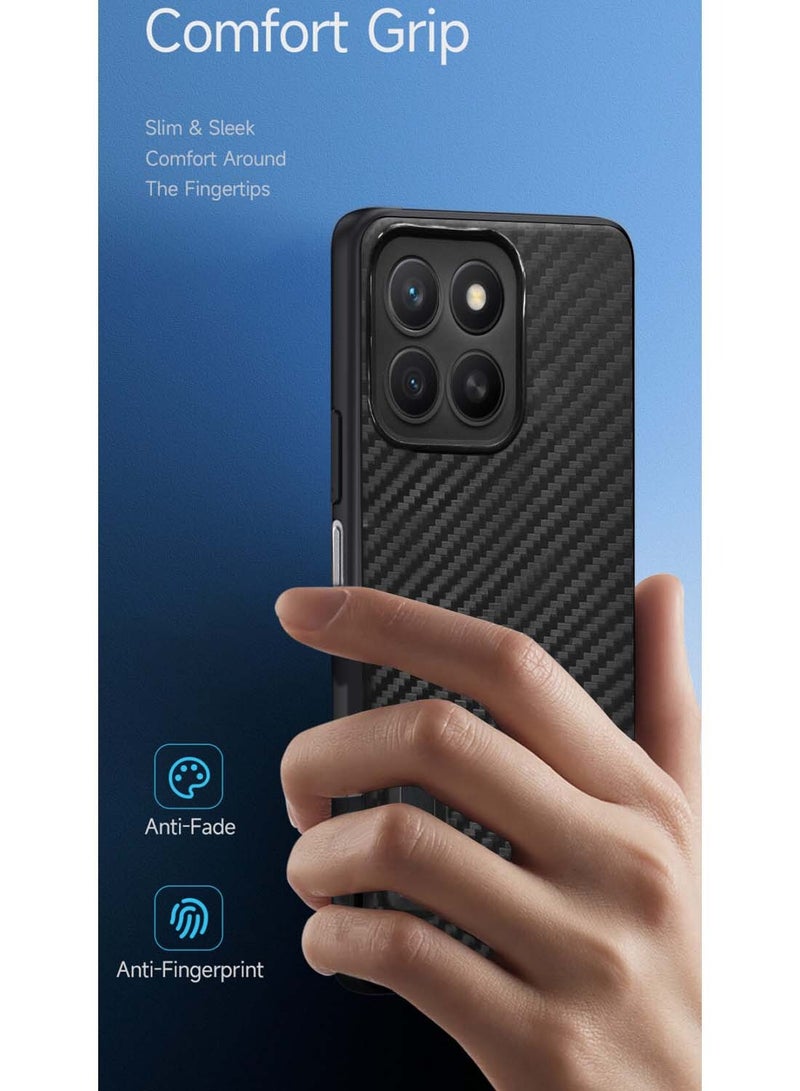 دبليو تيك Honor X8c 4G 2025 غطاء هيكل نسيج من ألياف الكربون السيليكون السائل - أسود - Image 2