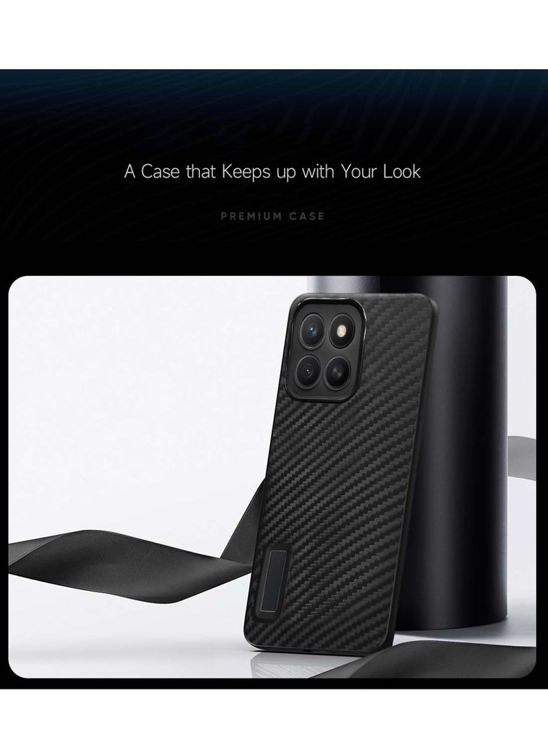 دبليو تيك Honor X8c 4G 2025 غطاء هيكل نسيج من ألياف الكربون السيليكون السائل - أسود - Image 3