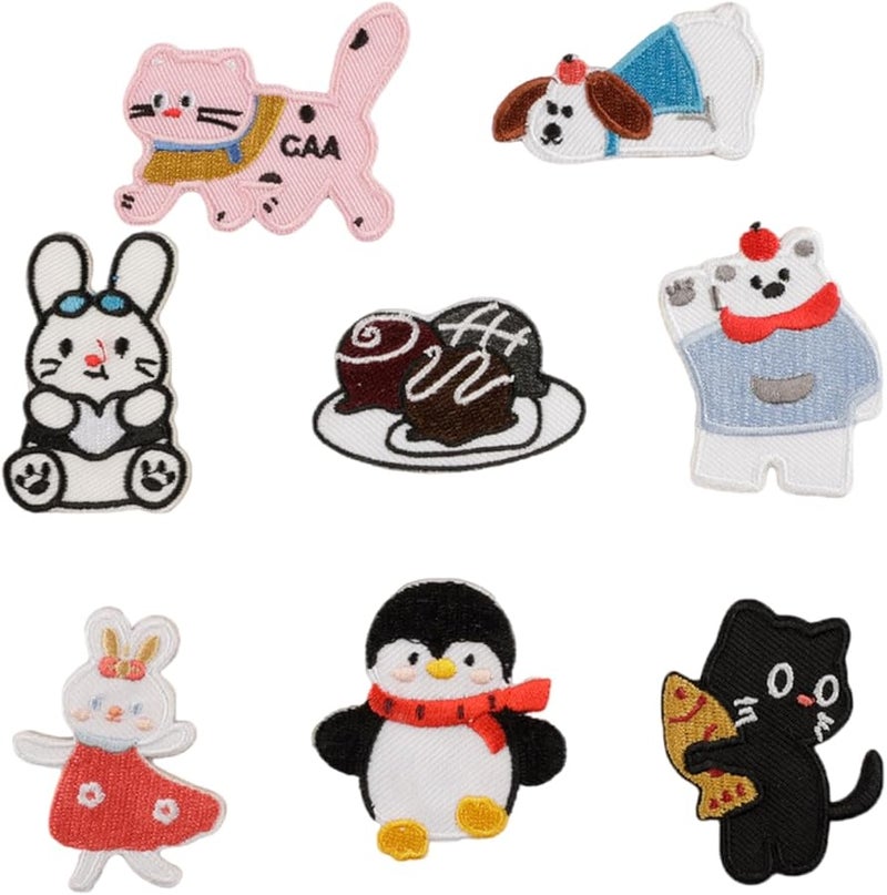 8 قطع رقعة مطرزة بأرانب كرتونية قابلة للكي لإصلاح الملابس والحقائب - Image 4