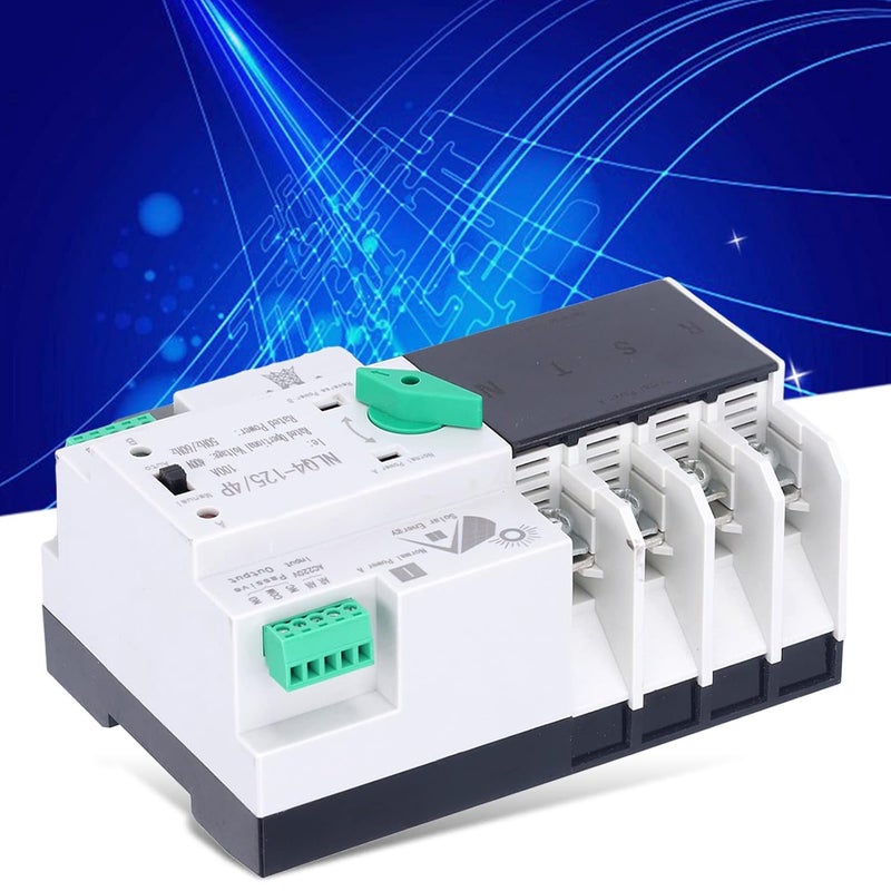 klarako Dual Power Automatic Transfer Switch, 125/4P 100A 220V Transfer Switch for Factories Shopping Malls and Nurseries, with Silver Contacts - Image 2