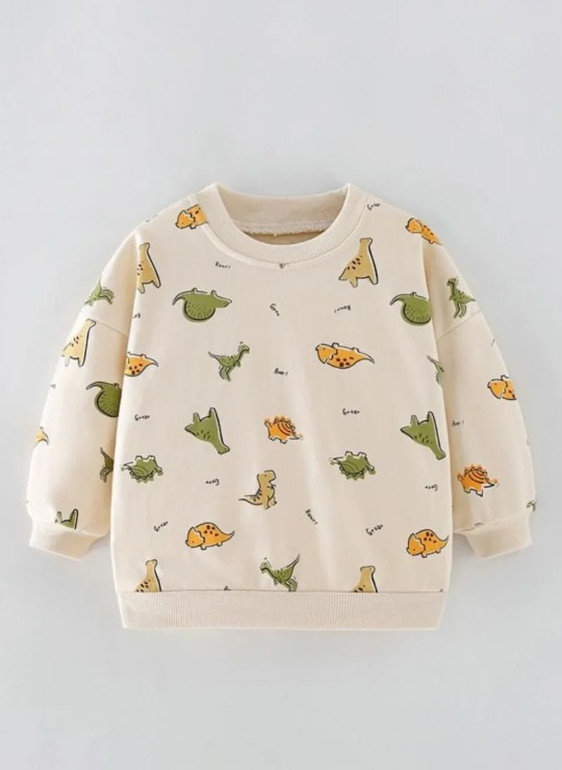 YUNIQEE Beige Graphic Printed Round Neck T-shirt