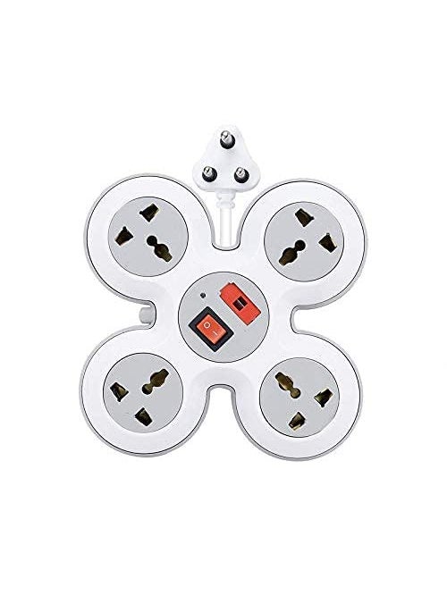 RASHRI One For All 4 Socket Extension Cord with Surge Protector Power Strip Extension Box Board with Switches Fuse LED Indicator Spike Buster Flex Box with International sockets 4 M13 Ft