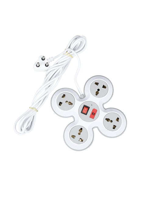 RASHRI One For All 4 Socket Extension Cord with Surge Protector Power Strip Extension Box Board with Switches Fuse LED Indicator Spike Buster Flex Box with International sockets 4 M13 Ft