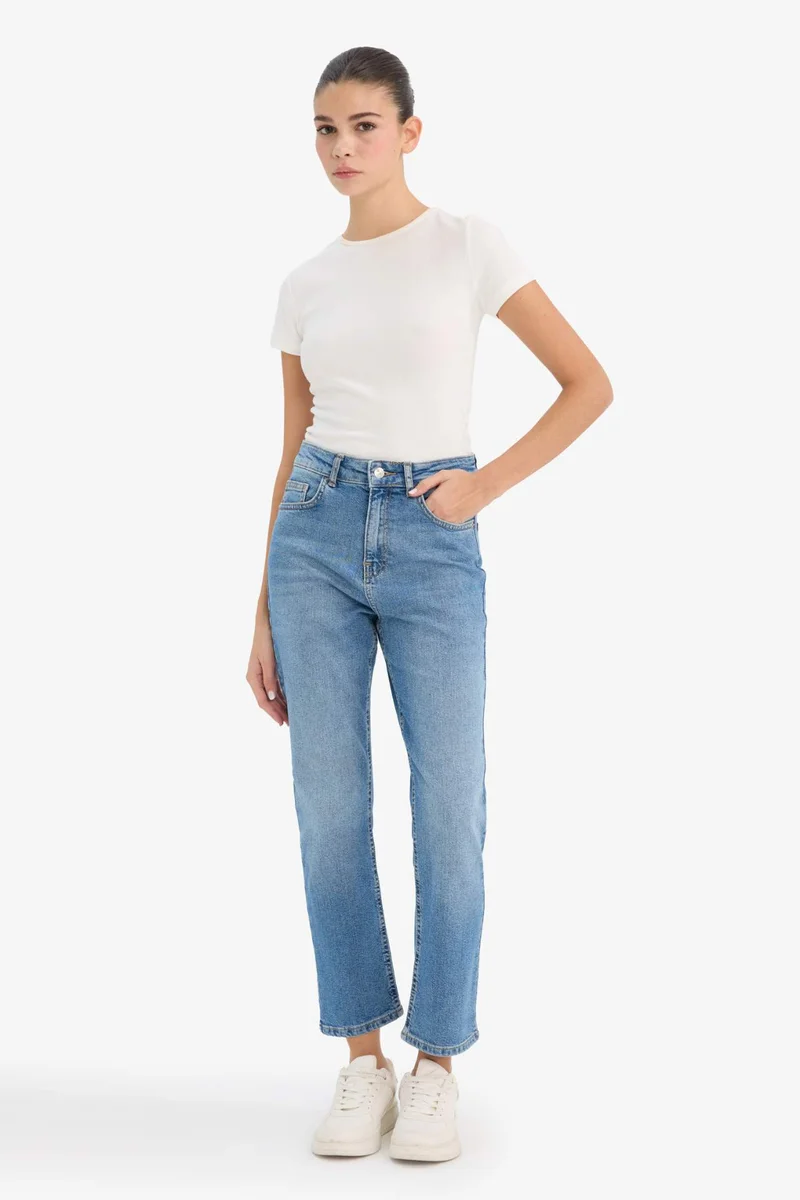 DeFacto Mary Vintage Straight Fit High Waist Ankle Length Jeans