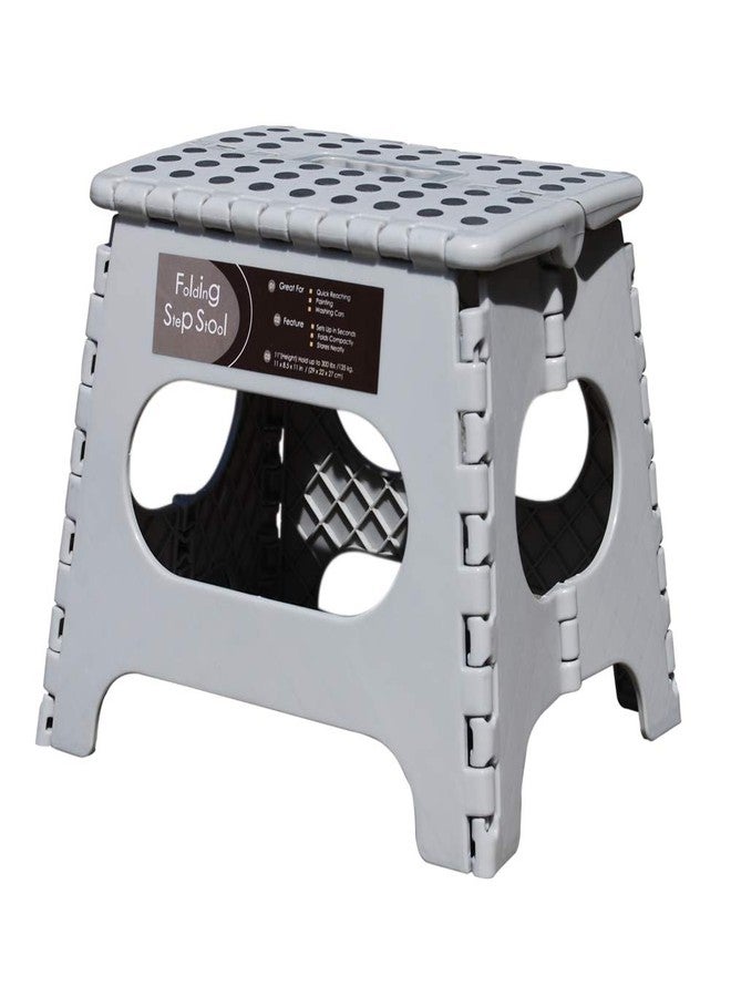 BEEANDEE Non-Slip Folding Step Stool, Sturdy Safe Enough - Holds up to 300 Lb - 11 inch Footstool for Adults or Kids, Folding Ladder Storage/Opens Easy, for Kitchen,Toilet,Camping (Light Grey, 11'') - Image 1