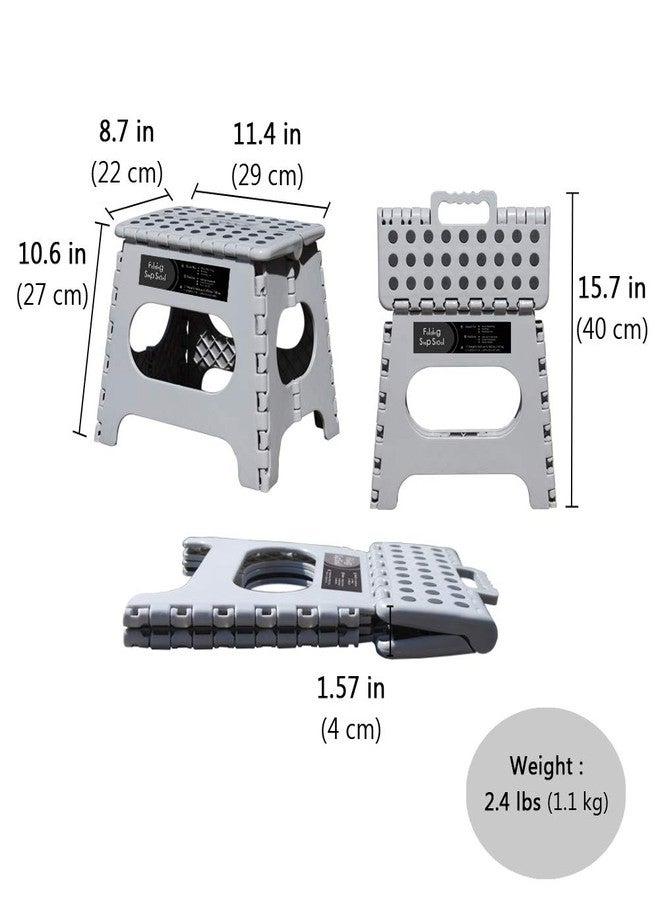 BEEANDEE Non-Slip Folding Step Stool, Sturdy Safe Enough - Holds up to 300 Lb - 11 inch Footstool for Adults or Kids, Folding Ladder Storage/Opens Easy, for Kitchen,Toilet,Camping (Light Grey, 11'') - Image 3