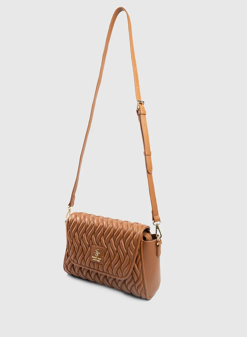 BEVERLY HILLS POLO CLUB Textured Quilted Flap Crossbody Bag