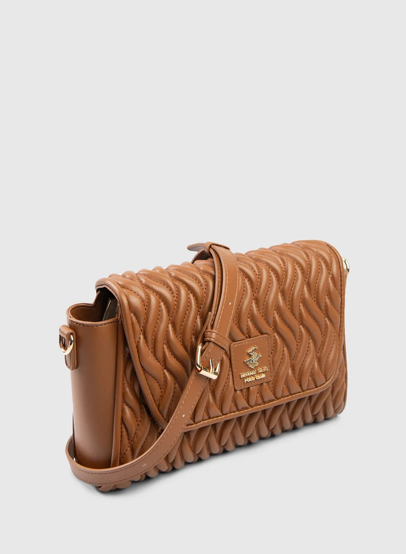BEVERLY HILLS POLO CLUB Textured Quilted Flap Crossbody Bag